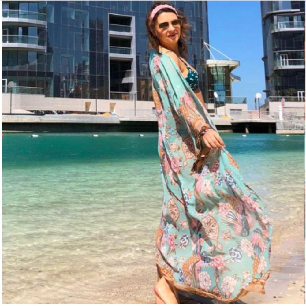 Sheer Floral beach cover-up robe